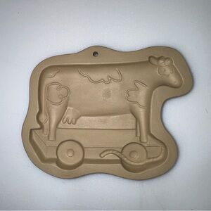 Vintage 1994 Toy Cow Christmas Brown Bag Cookie Mold Hill Design Cottagecore